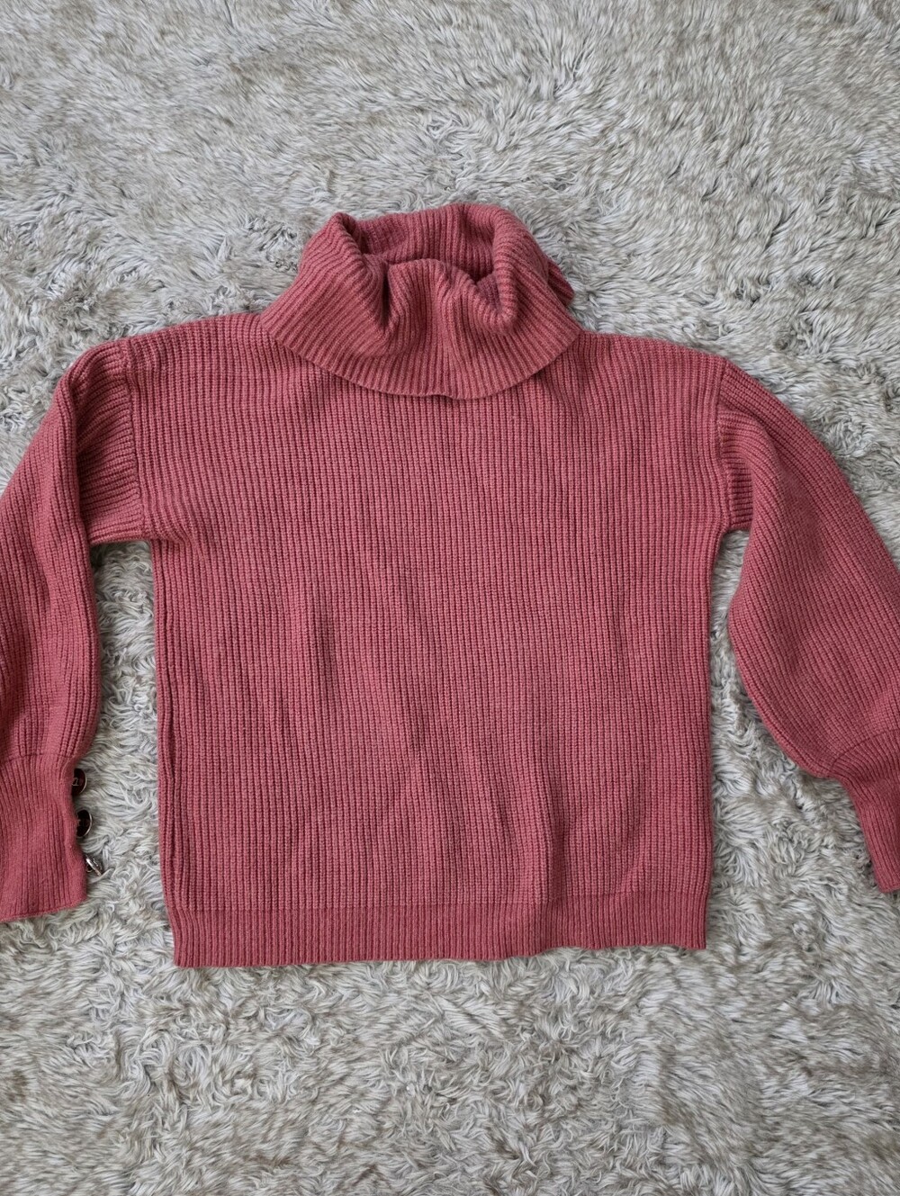 Cozy‎ Ribbed Turtleneck Sweater in Dusty Rose Women's